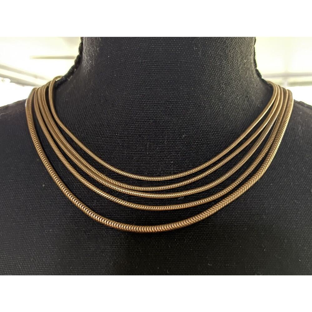 VTG Multi Strand Gold Tone Necklace 14 Inches Long Costume Fashion Jewelry